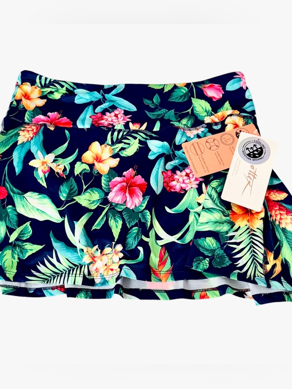 NWT Gottex Navy Botanical Sports Skort Tennis, Golf, Pickleball Activewear